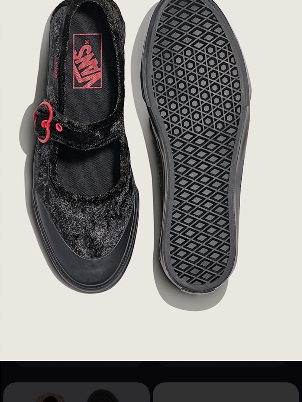 Vans Black Velvet Mary Jane Sneakers with Red Heart buckle